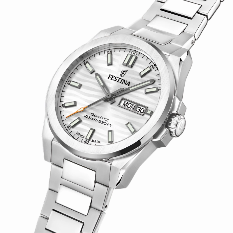 Festina Swiss Made Silver Dial Stainless Steel Watch f20073/1