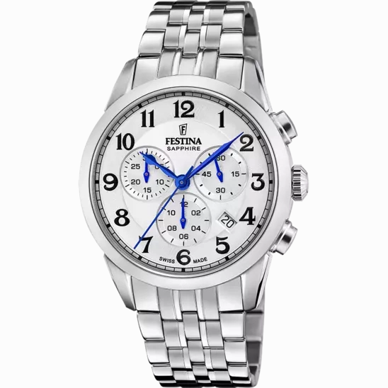 Festina Swiss Made White Dial Stainless Steel Bracelet Men's Watch F20040/1