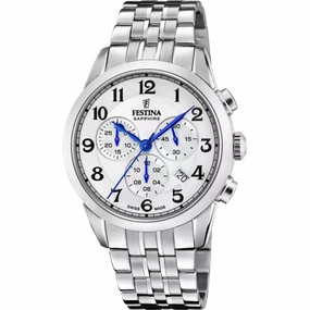 Festina Swiss Made White Dial Stainless Steel Bracelet Men's Watch F20040/1