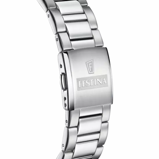 Festina White Black Dial Stainless Steel Strap Men's Watch
