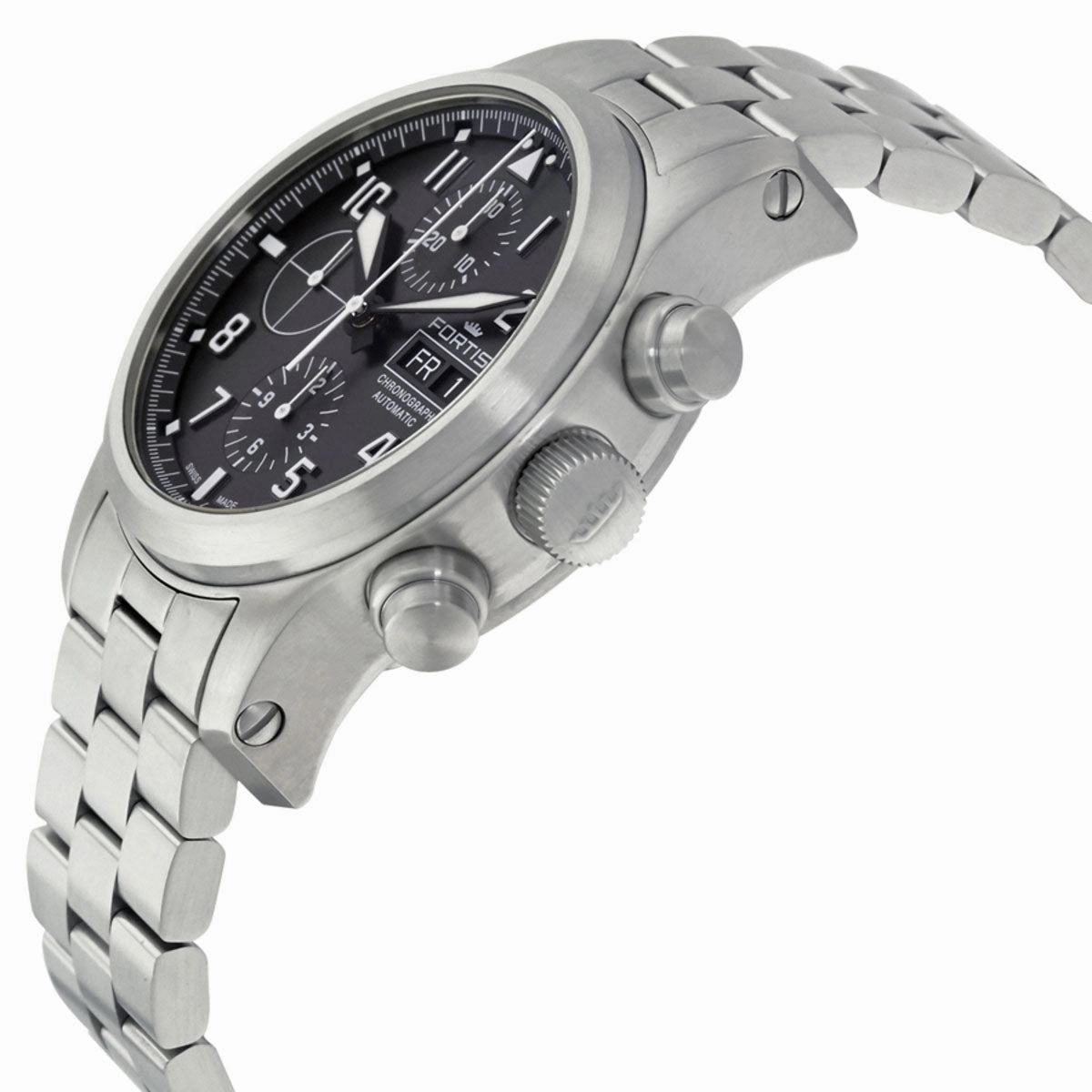 Fortis Aeromaster Automatic Chronograph Stainless Steel Black Dial Day/Date Divers Mens Watch F4040000