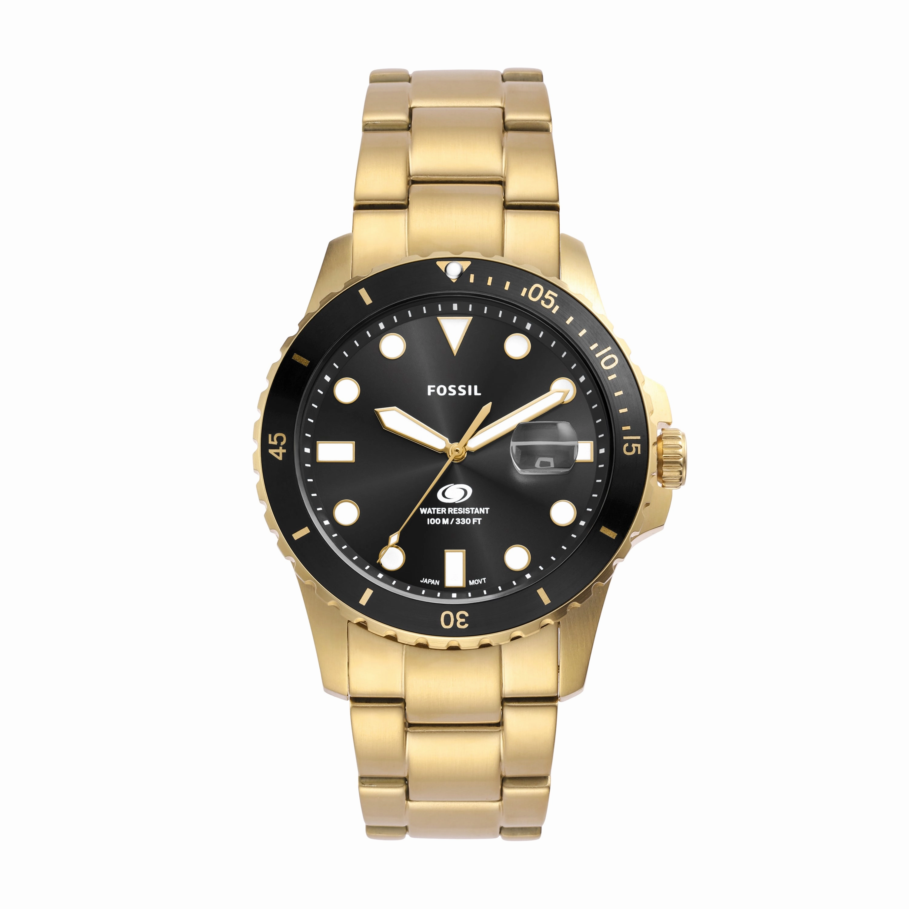 Fossil Gold Stainless Steel Black Dial Men's Watch FS6035