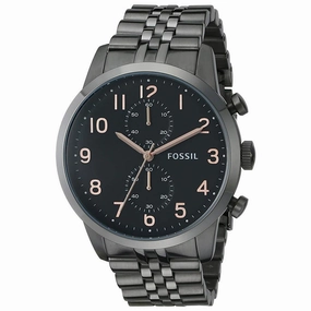 Fossil Men's Chronograph Watch - Townsman Black Dial Gunmetal Bracelet | FS4934