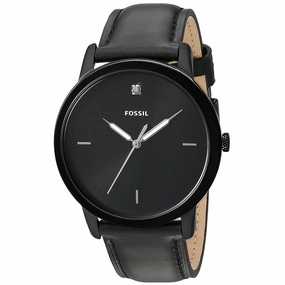 Fossil Men's Diamond Watch - The Minimalist Carbon Series Black Dial Strap | FS5408