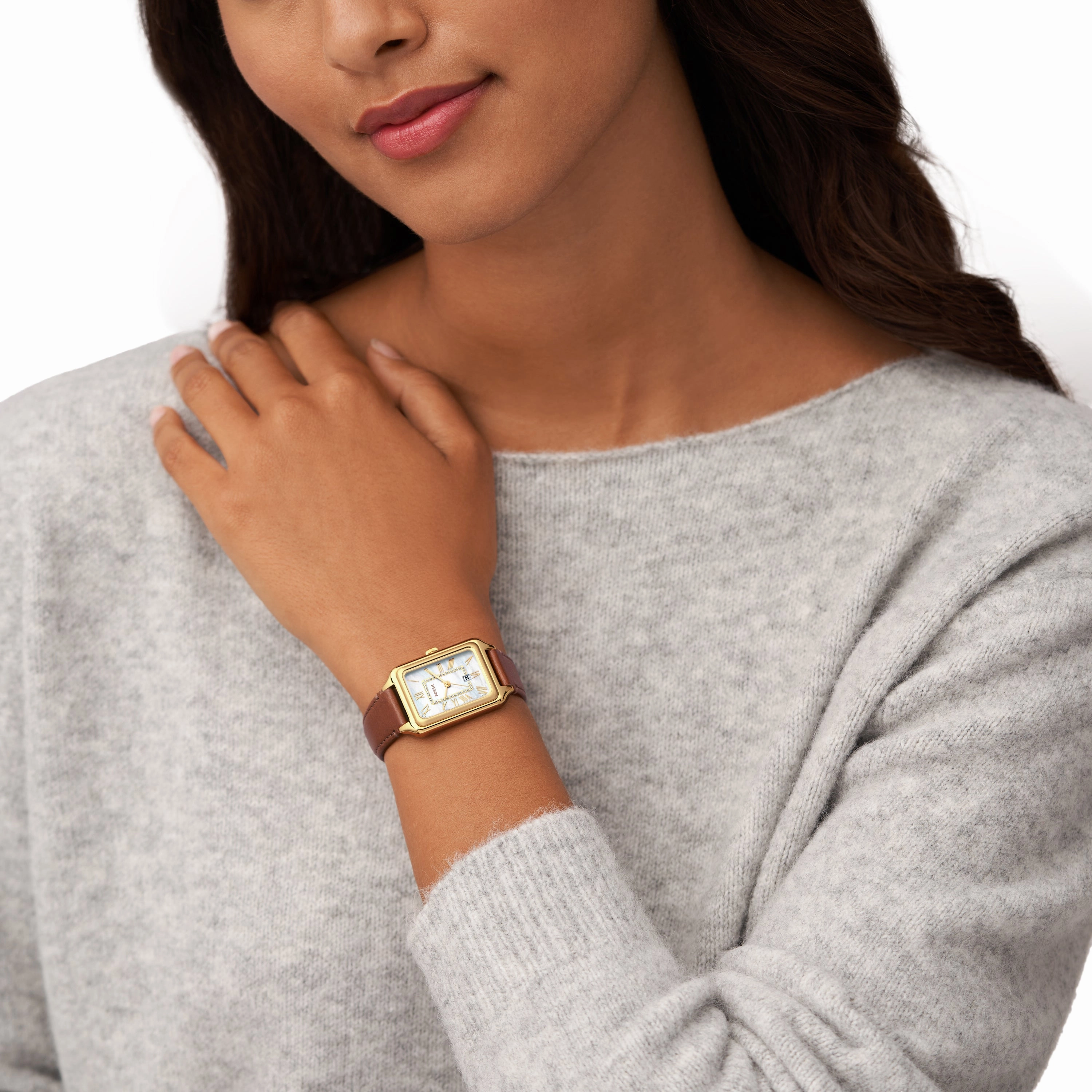 Fossil Raquel Brown Leather Band Mother of Pearl Dial Womens Watch ES5307