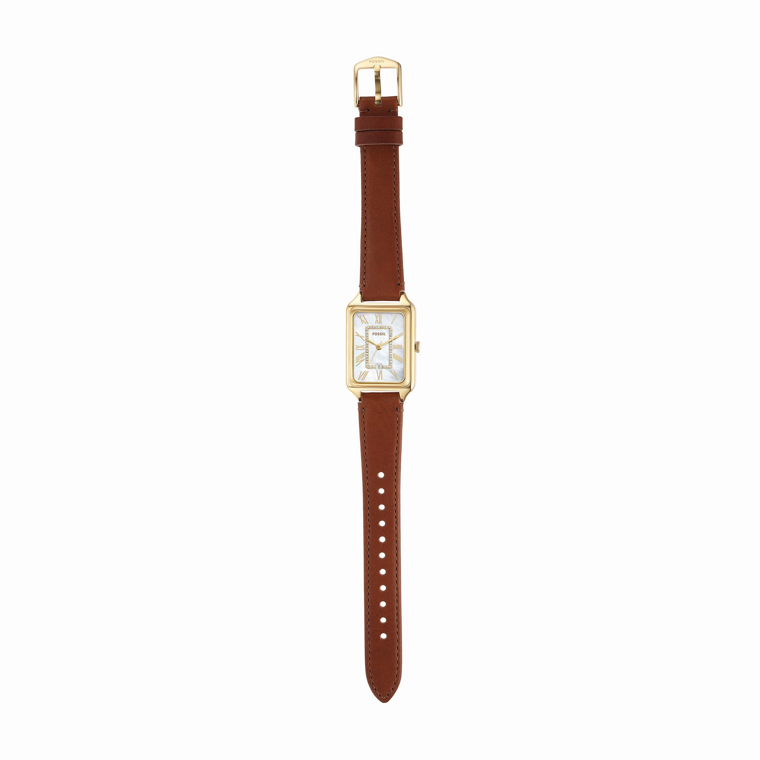 Fossil Raquel Brown Leather Band Mother of Pearl Dial Womens Watch ES5307