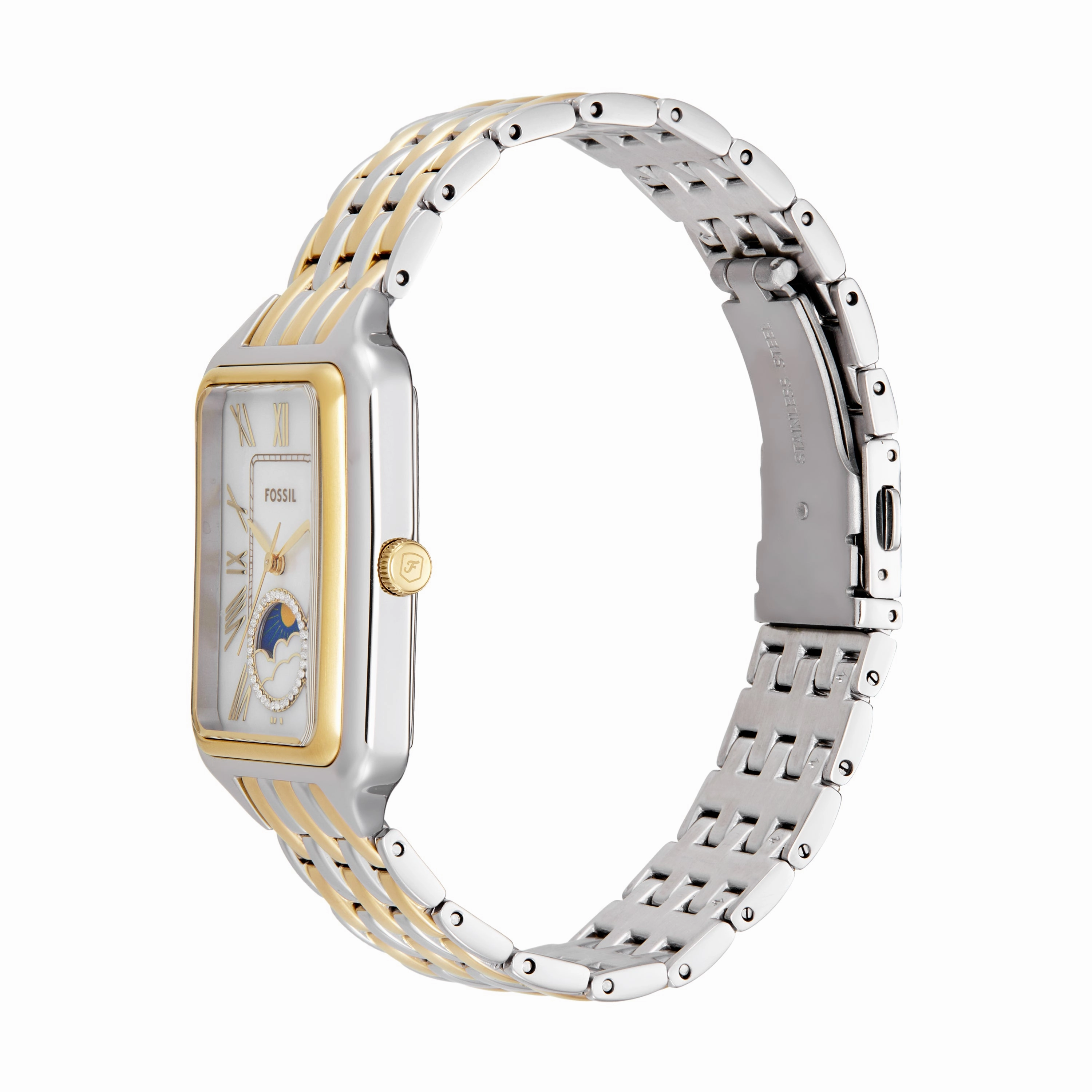 Fossil Raquel Sun Moon Multifunction Two-Tone Stainless Steel Watch ES5399