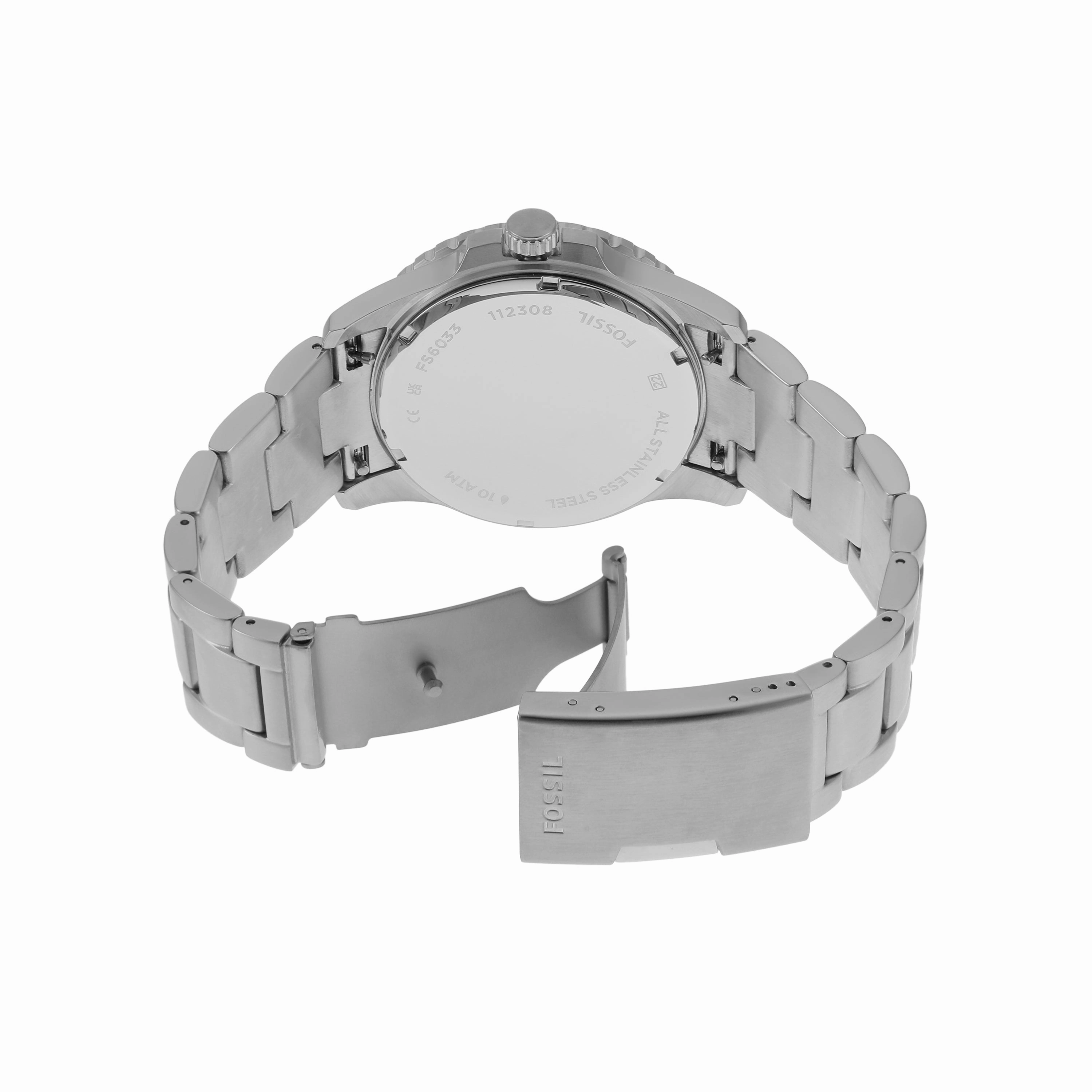 Fossil Silver Stainless Steel Green Dial Men's Watch FS6033