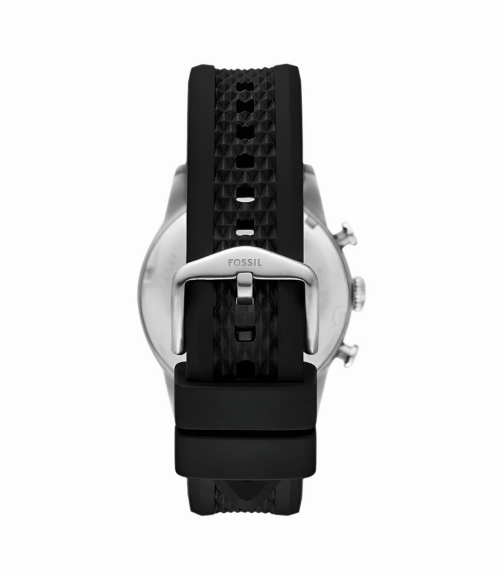 Fossil Sport Tourer Chronograph Black Silicone White Dial Watch FS6087