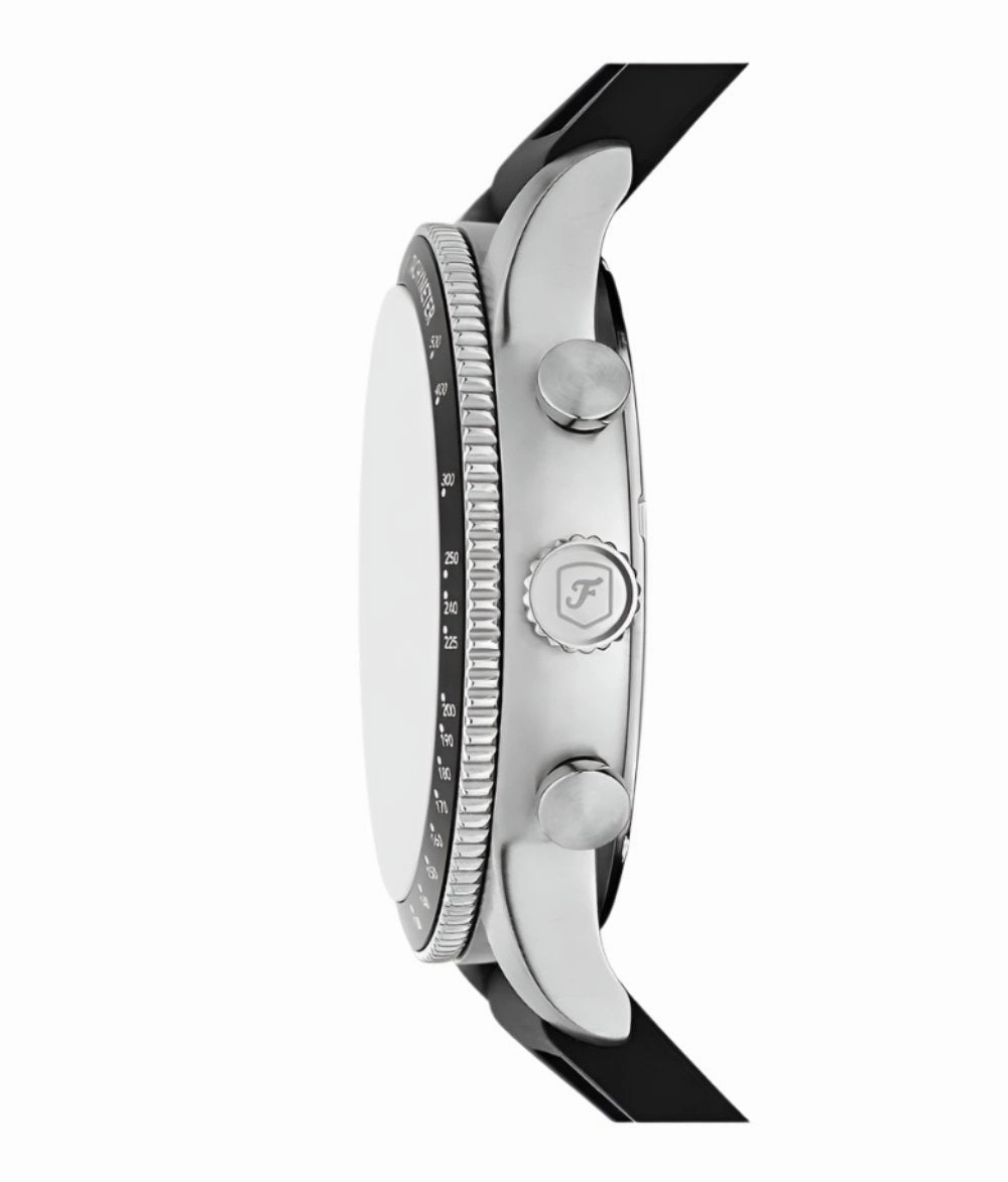 Fossil Sport Tourer Chronograph Black Silicone White Dial Watch FS6087