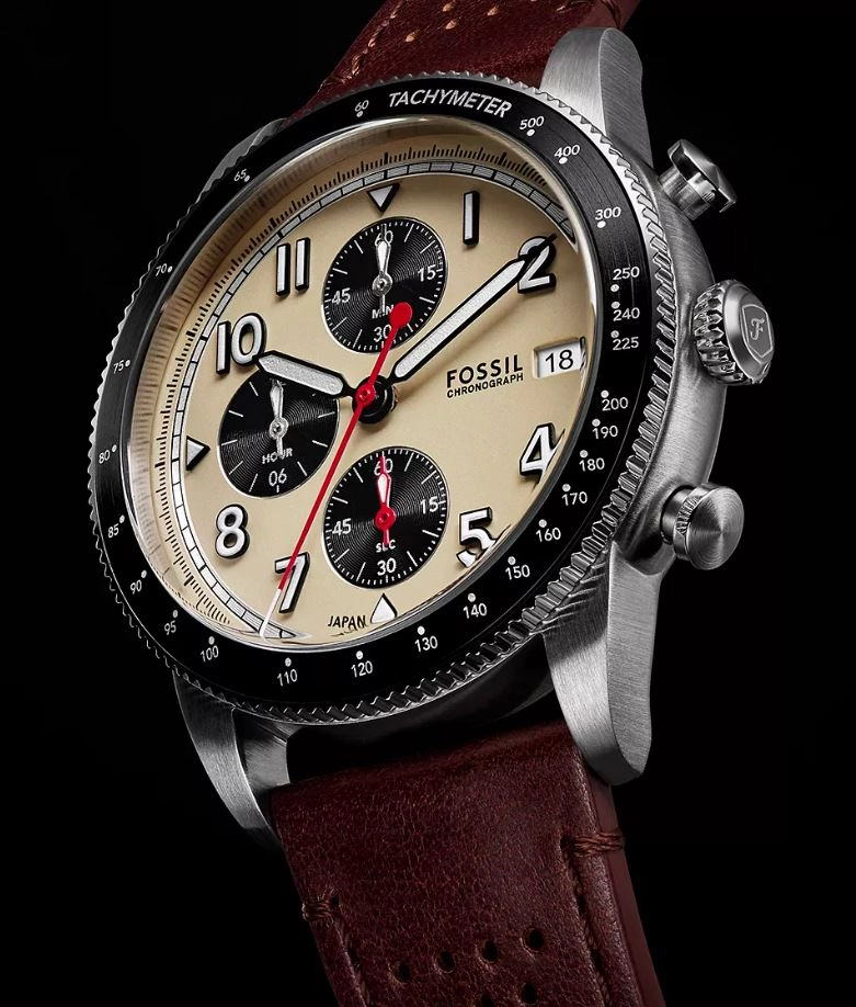 Fossil Sport Tourer Chronograph Brown Leather Strap Watch FS6042