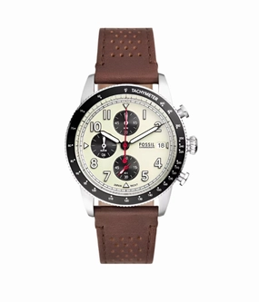 Fossil Sport Tourer Chronograph Brown Leather Strap Watch FS6042