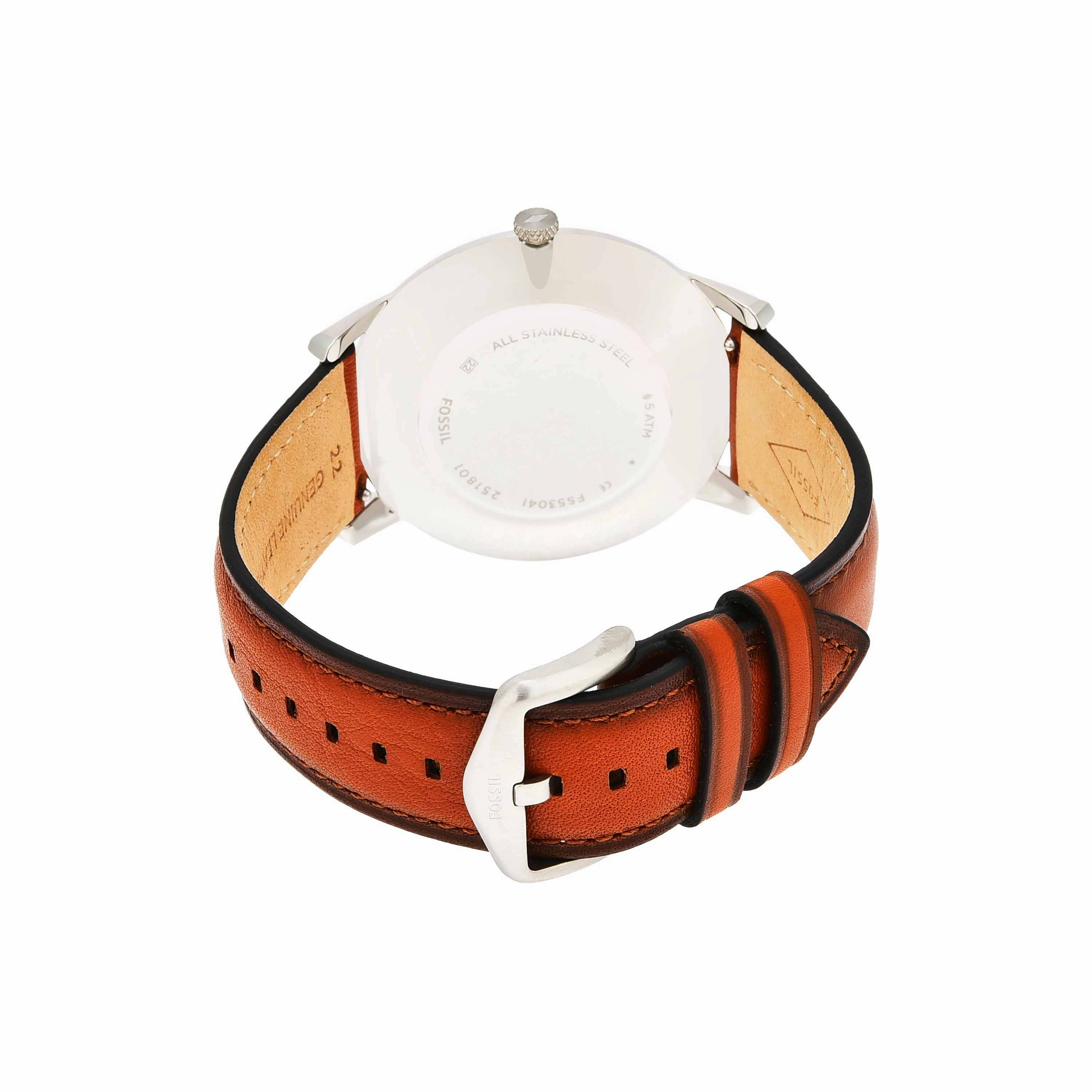 Fossil The Minimalist Blue Dial Brown Leather Strap Watch FS5304