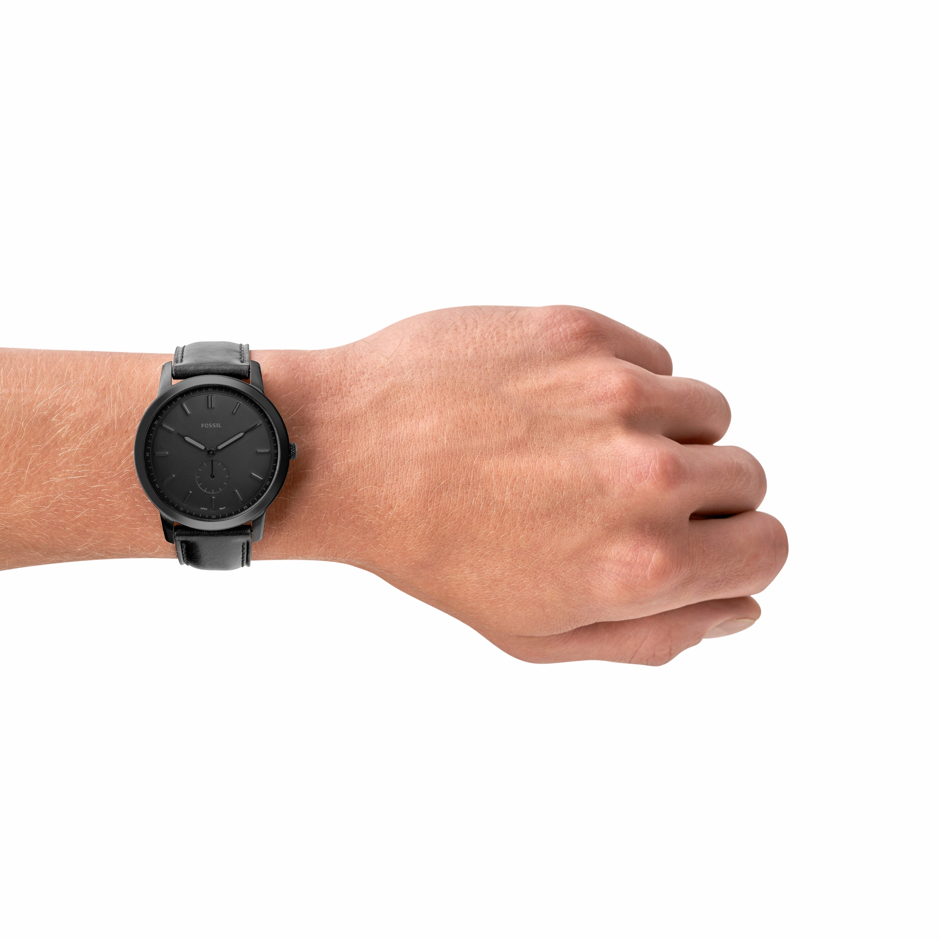 Fossil The Minimalist Two-Hand Black Leather Man's Watch FS5447