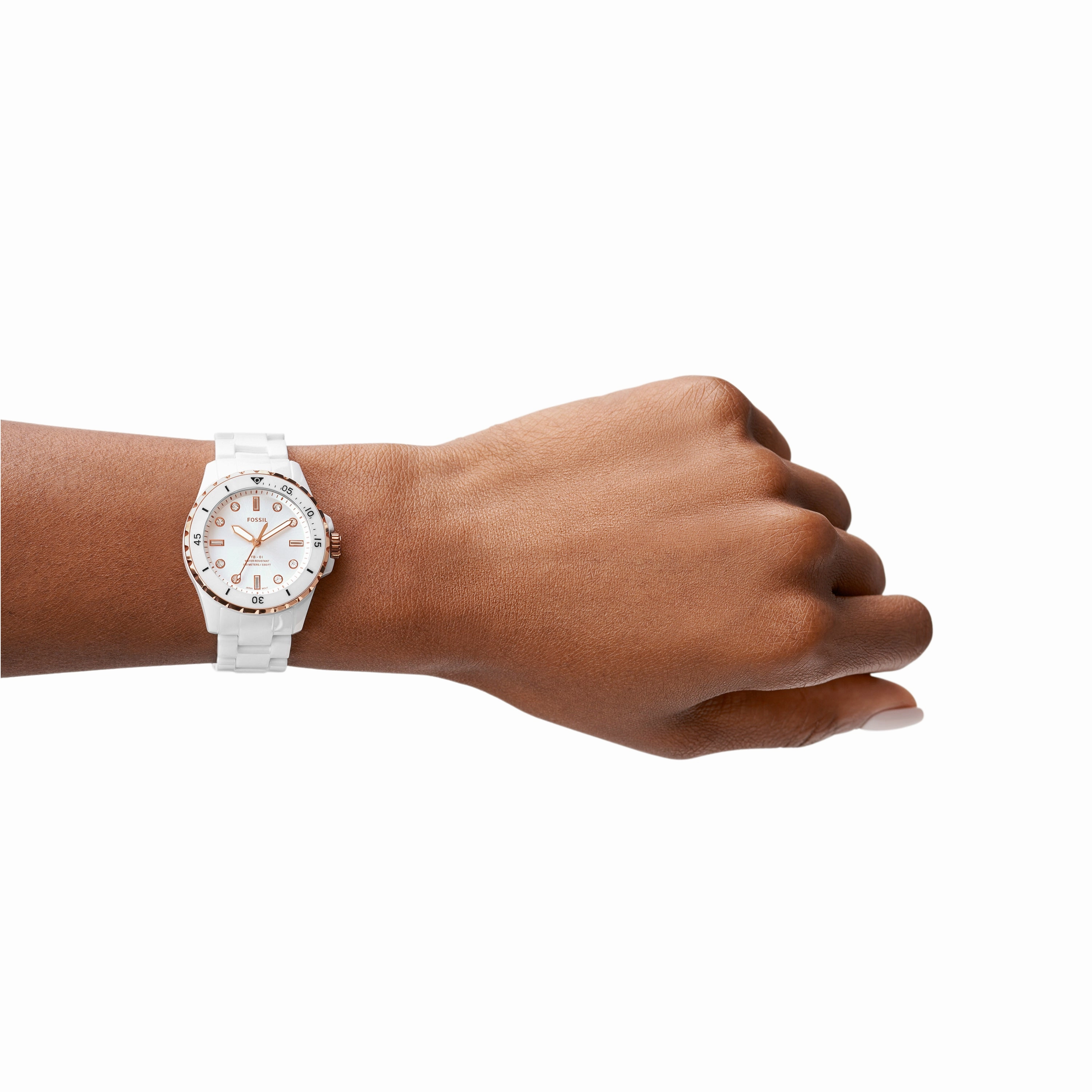 Fossil Three-Hand FB-01 White Ceramic Womens Watch CE1107