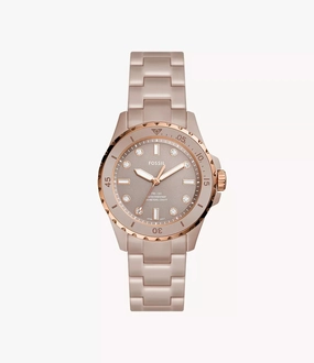 Fossil Three-Hand Salted Caramel Ceramic Womens Watch CE1111