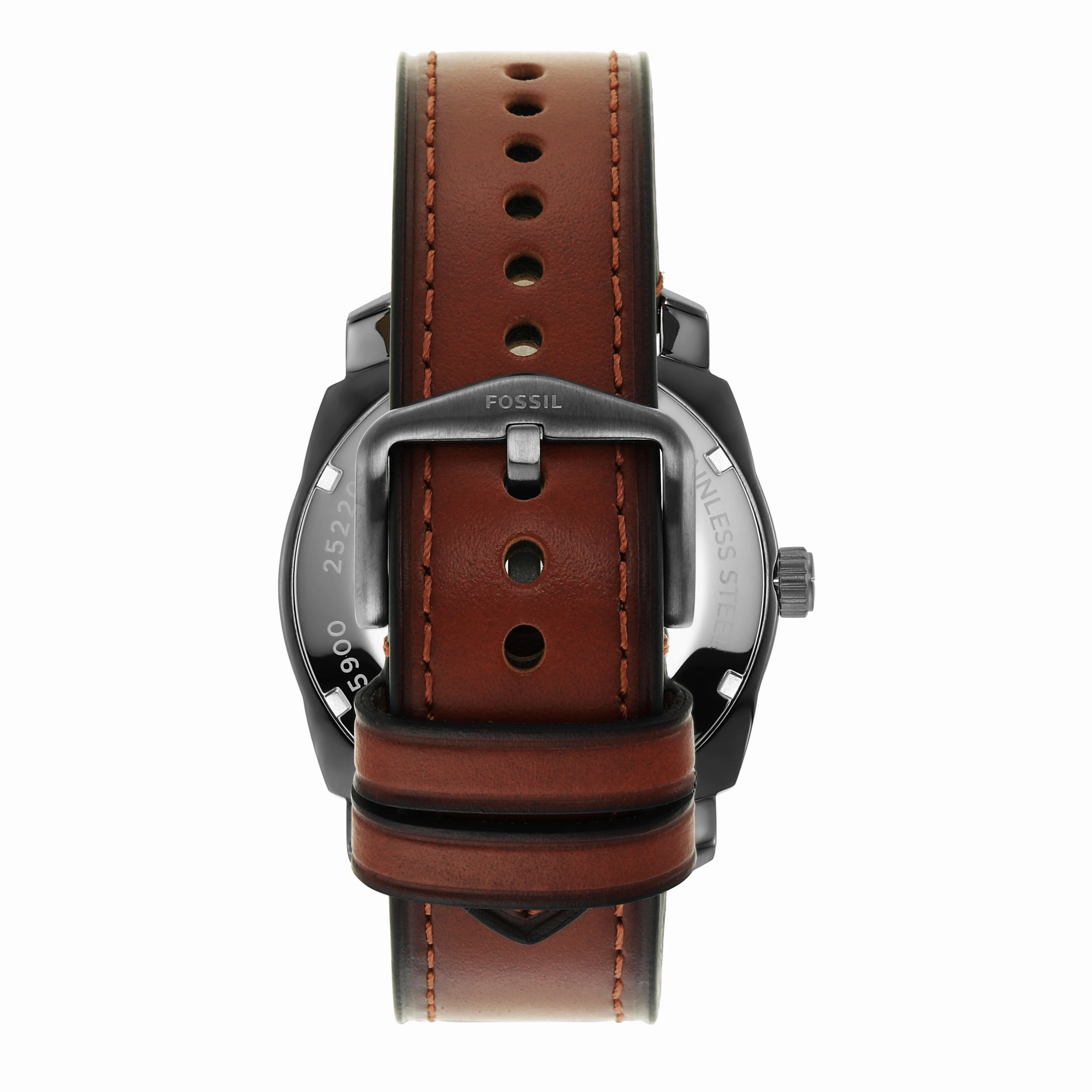 Fossil Timeless Elegance: Fossil Machine Brown Leather Date Watch FS5900