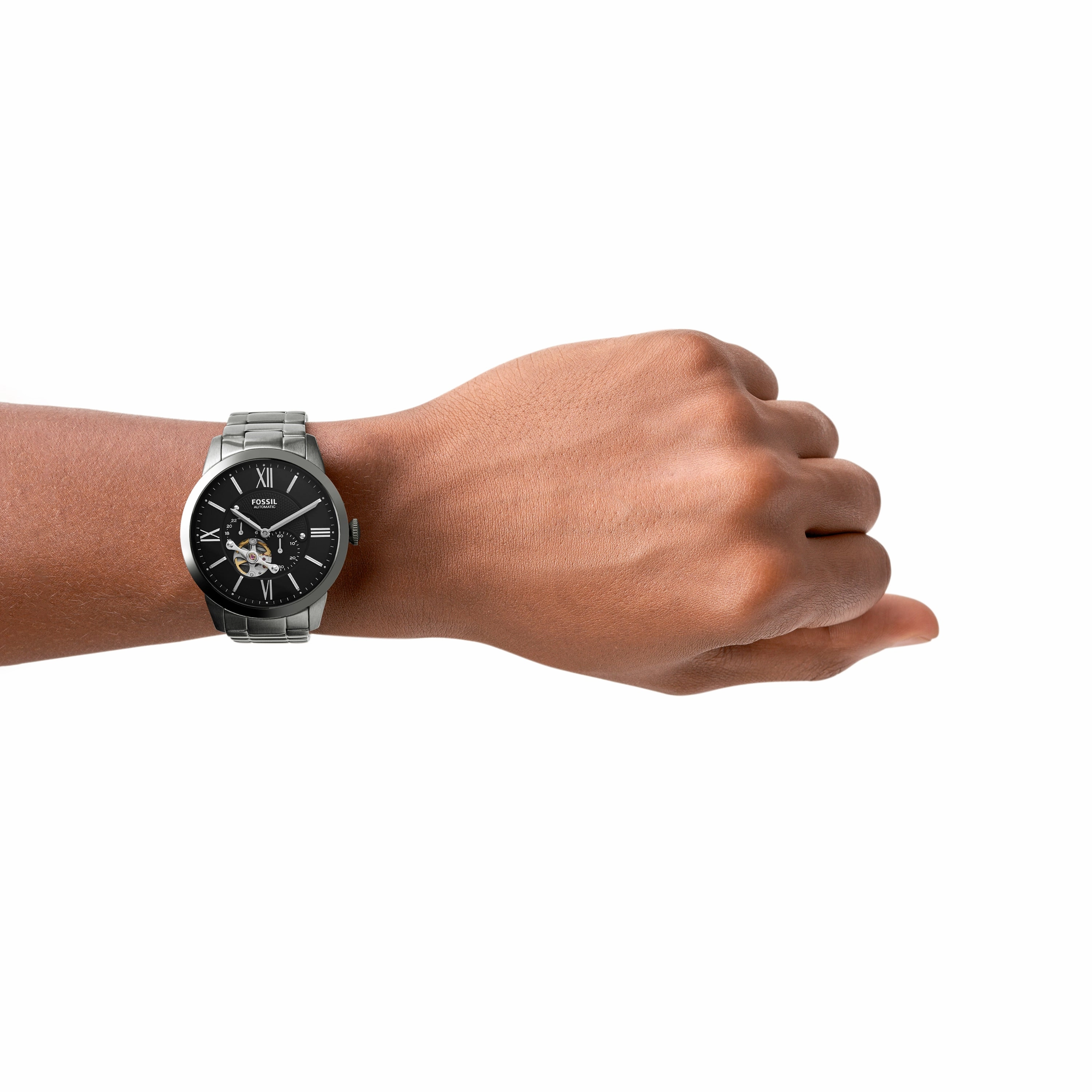 Fossil Townsman Mechanical Black Dial and Smoke Stainless Steel Band ME3172