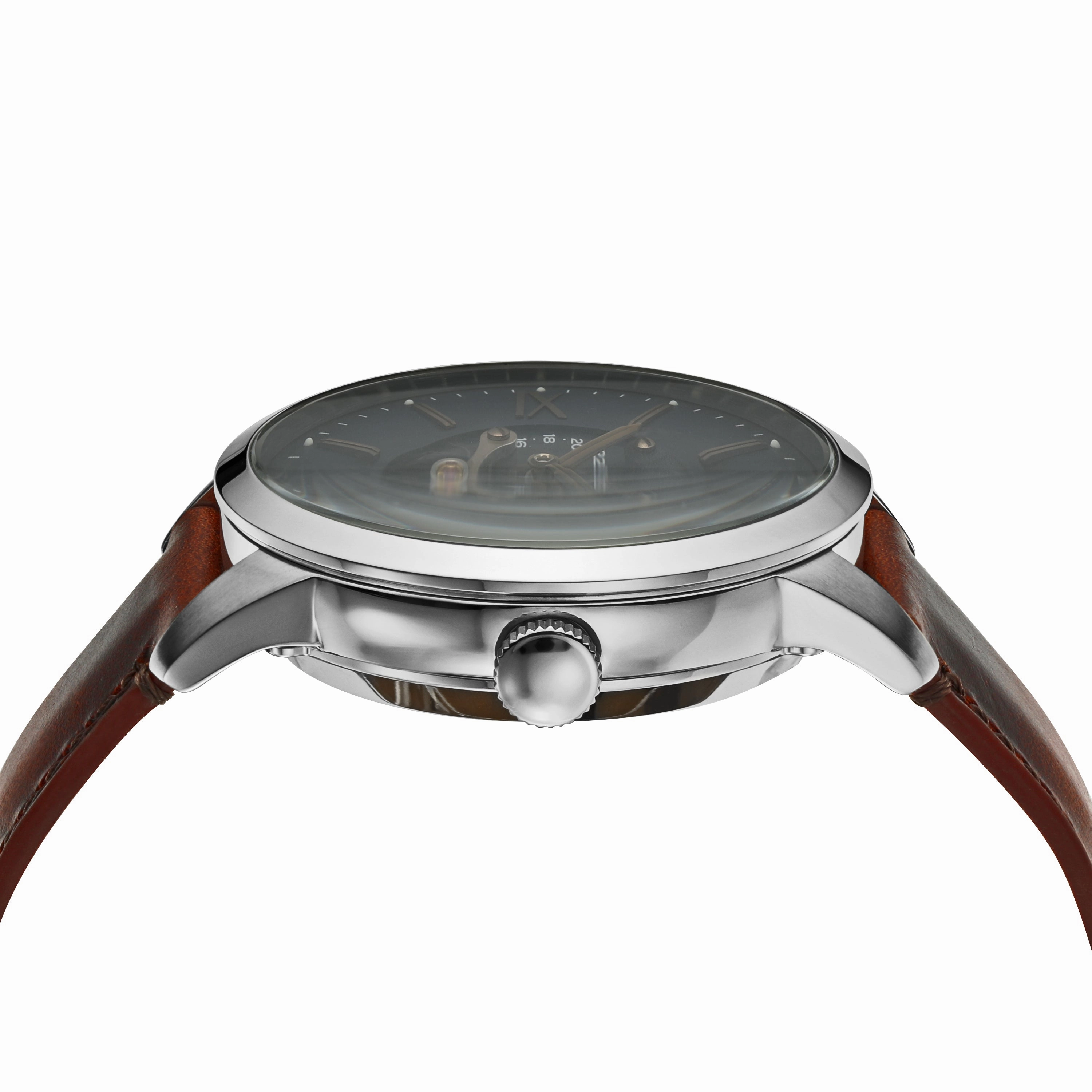 Fossil Townsman Mechanical Watch with Blue Dial and Brown Leather Strap ME3110