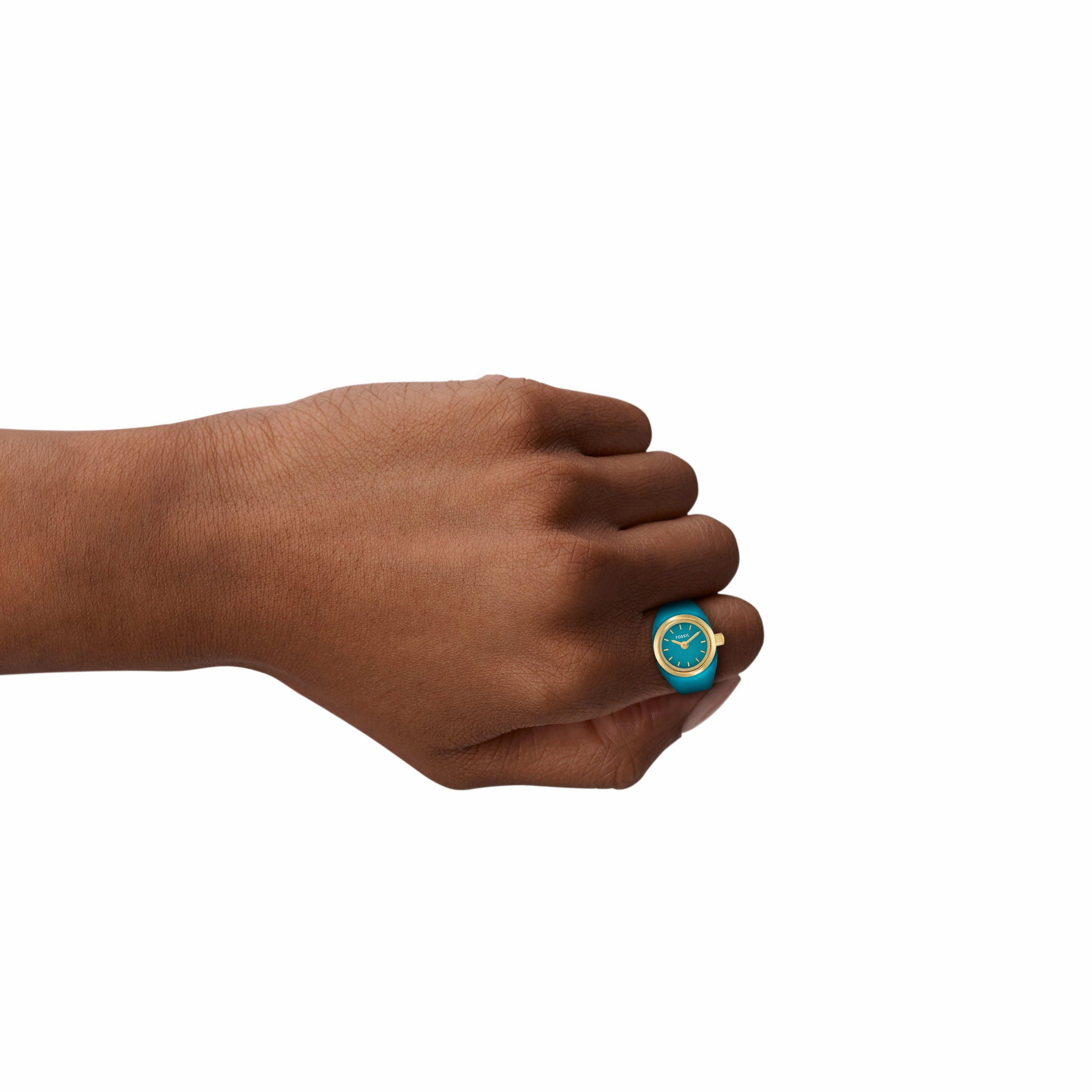 Fossil Two-Hand Blue Dial Stainless Steel Ring Watch ES5415