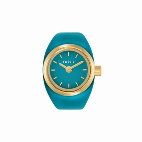 Fossil Two-Hand Blue Dial Stainless Steel Ring Watch ES5415