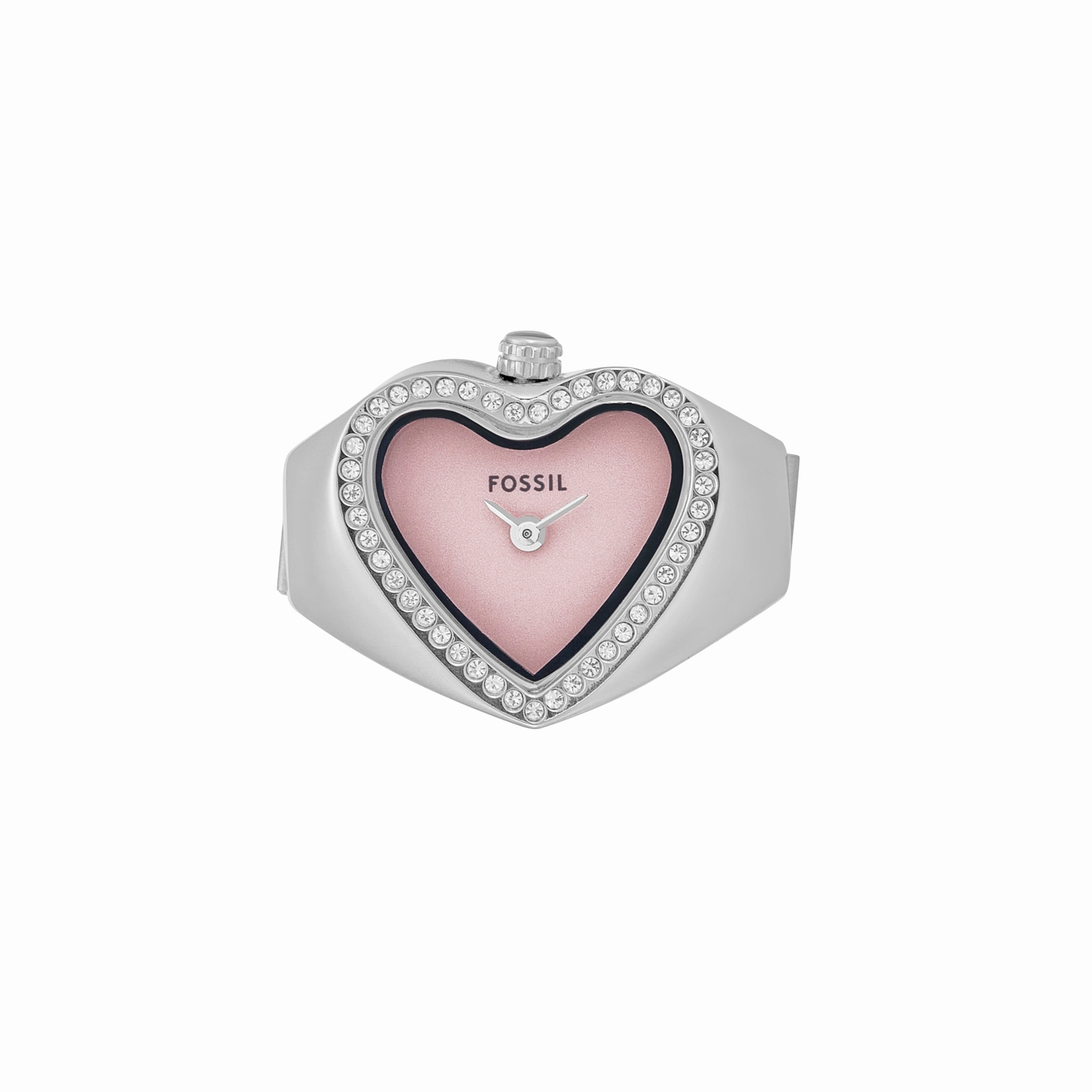 Fossil Two-Hand Silver Stainless Steel Ring Watch ES5408