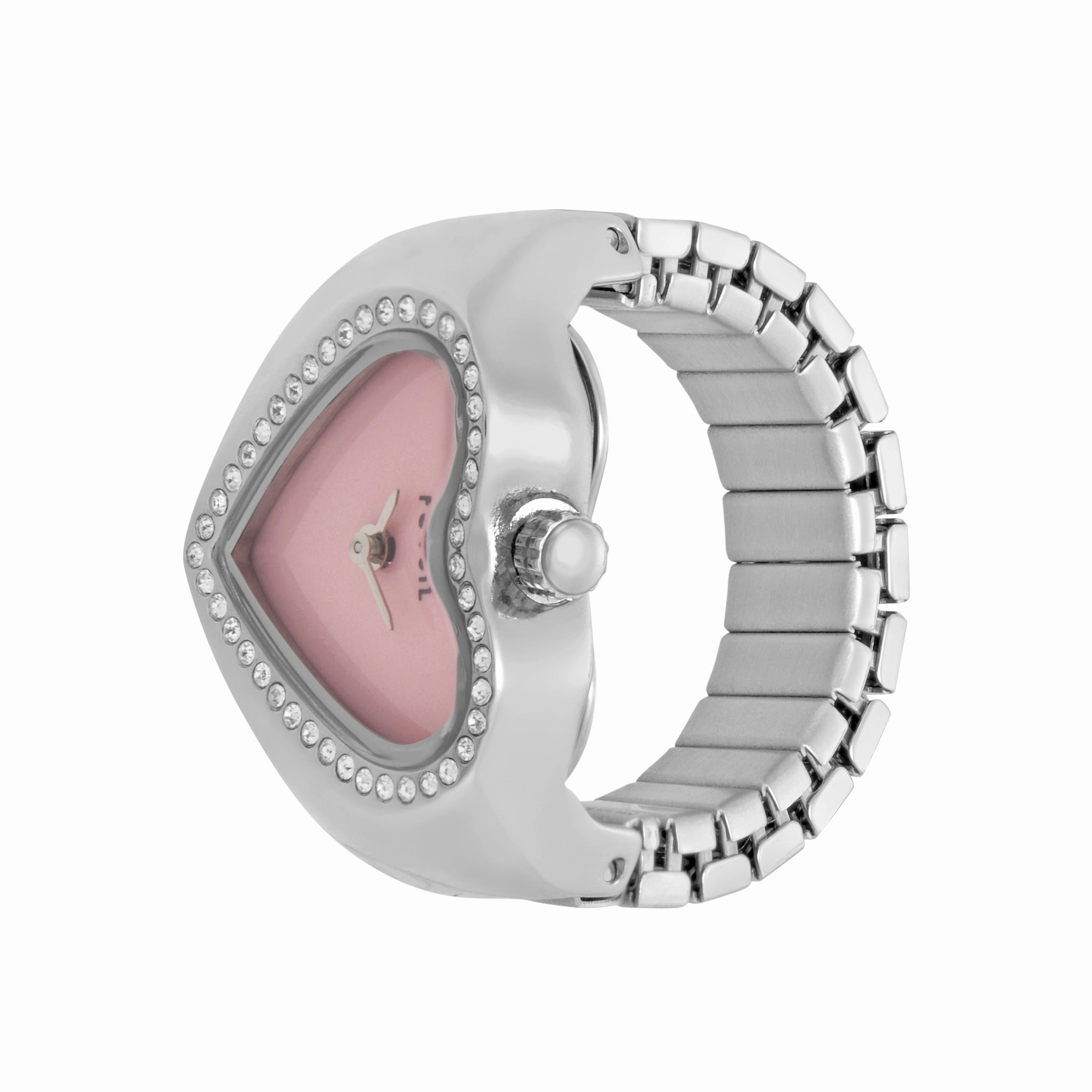 Fossil Two-Hand Silver Stainless Steel Ring Watch ES5408