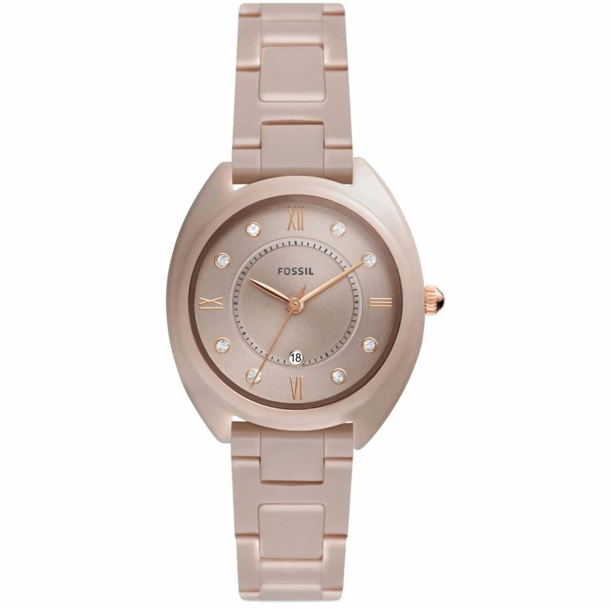 Fossil Women's Watch - Gabby Quartz Date Display Brown Ceramic Bracelet | CE1110