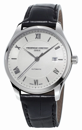 Frederique Constant Classics Index Automatic Silver Dial Date Black Leather Strap Mens Watch FC-303MS5B6