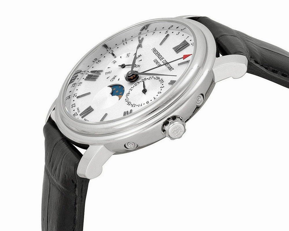 Frederique Constant Persuasion Classics Business Timer Moonphase Day/Date Black Leather Mens Watch FC-270SW4P6