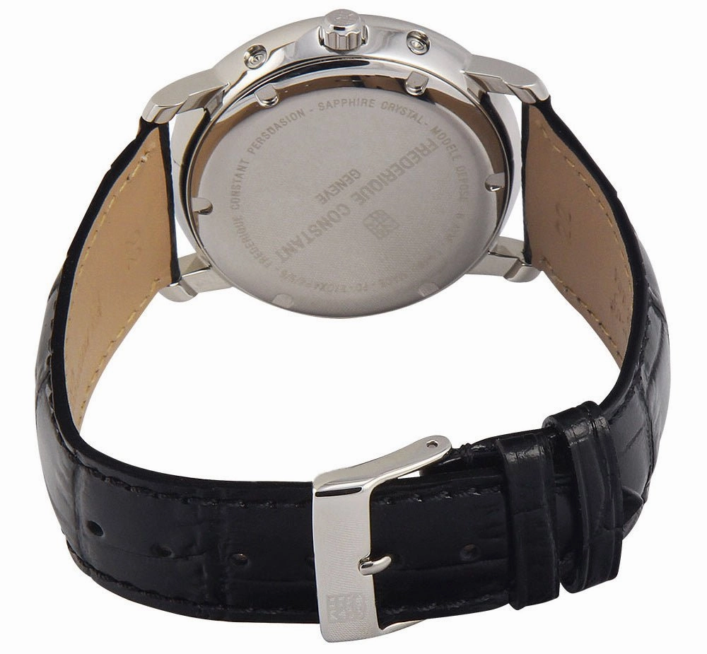 Frederique Constant Persuasion Classics Business Timer Moonphase Day/Date Black Leather Mens Watch FC-270SW4P6