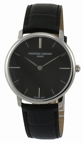 Frederique Constant Slimline Stainless Steel Mens Strap Watch Black Dial FC-200G5S36