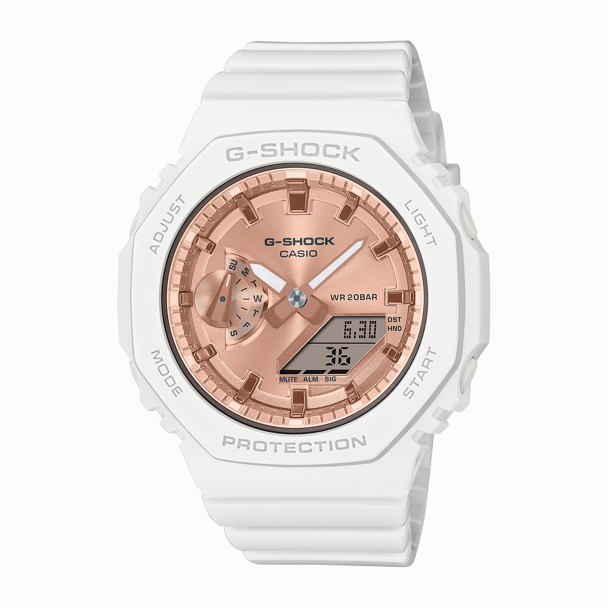 G-Shock Digital Analog Mid DUO White Resin Band Watch GMAS2100MD-7A