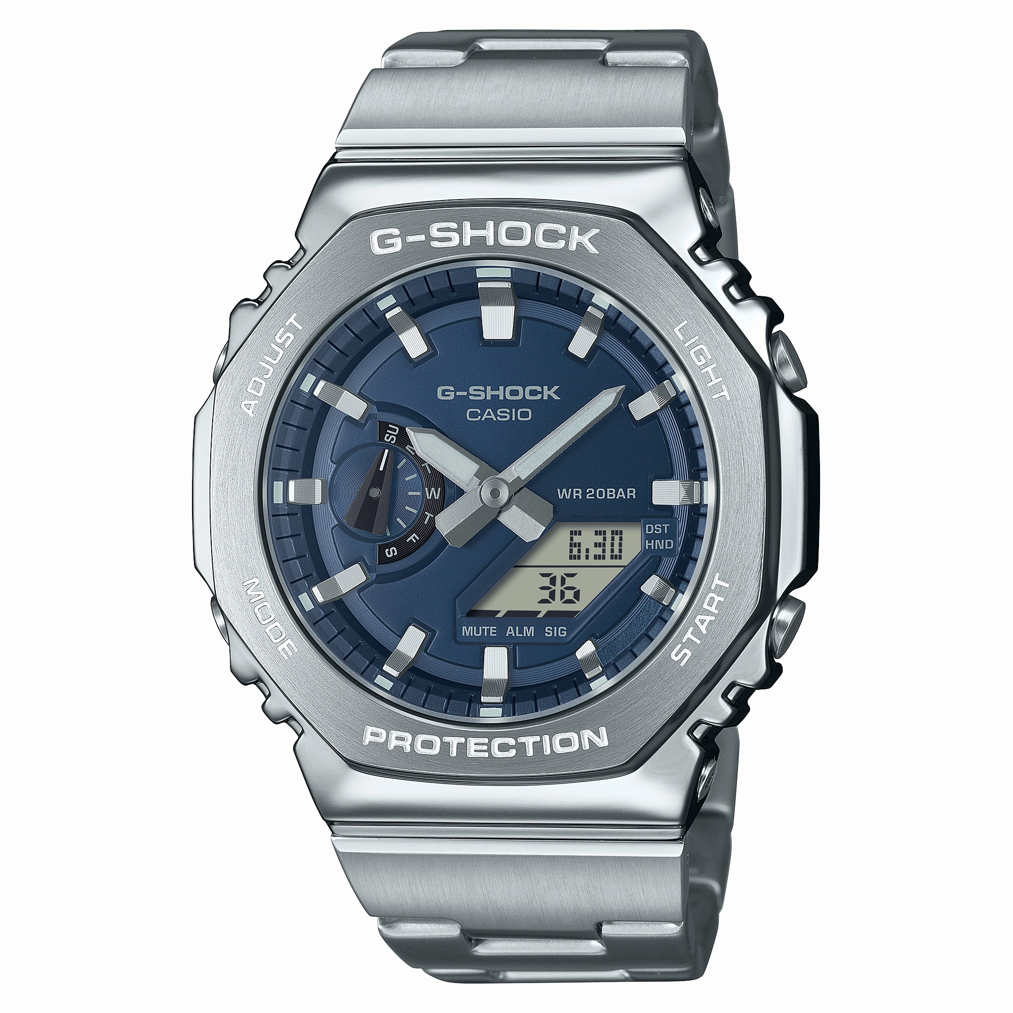 G-Shock G-Steel 2100 Series Blue Dial Stainless Steel Watch GM-2110D-2B