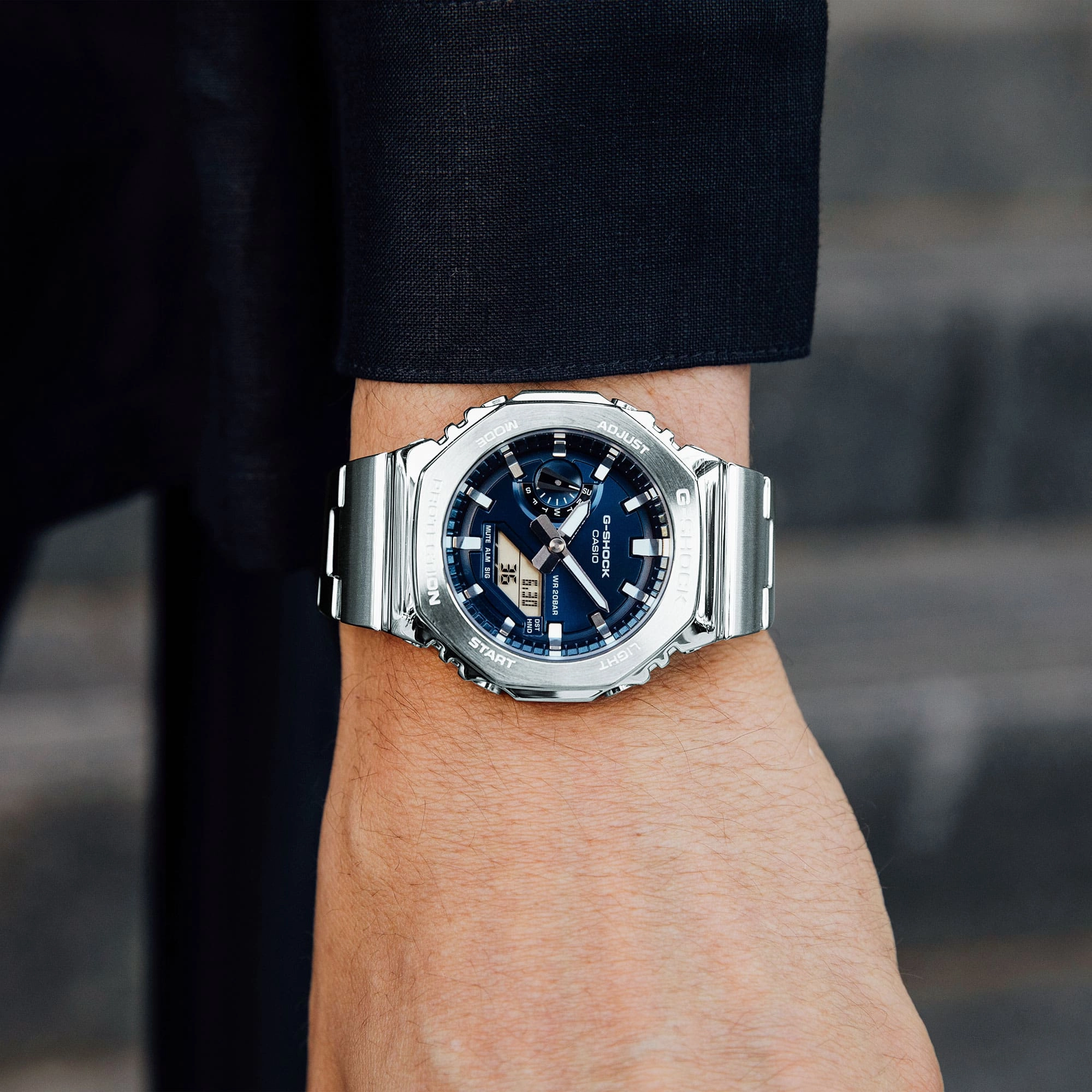 G-Shock G-Steel 2100 Series Blue Dial Stainless Steel Watch GM-2110D-2B