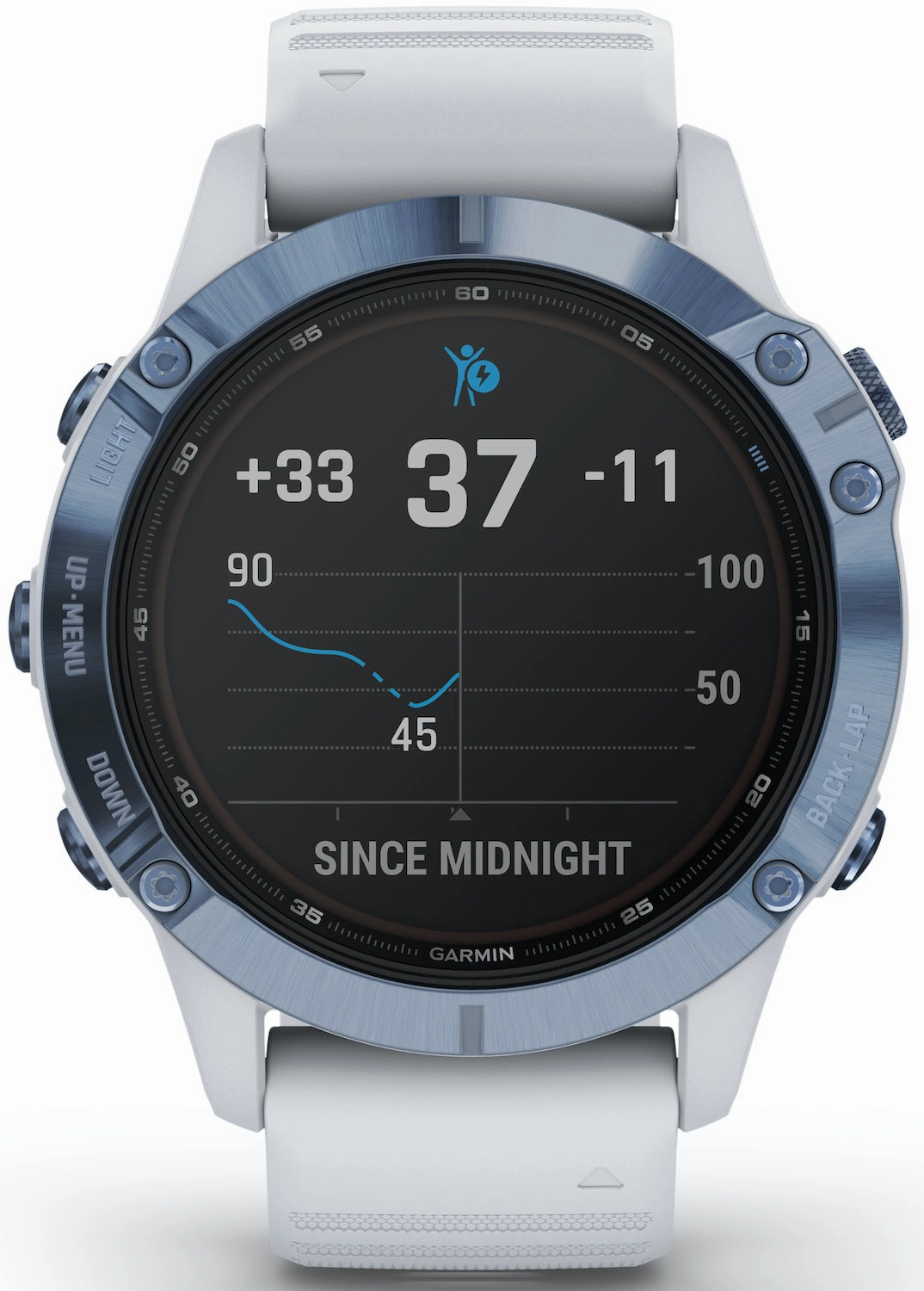 Garmin Watch Fenix 6 Pro Solar Mineral Blue With Whitestone Band D