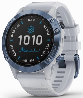 Garmin Watch Fenix 6 Pro Solar Mineral Blue With Whitestone Band D