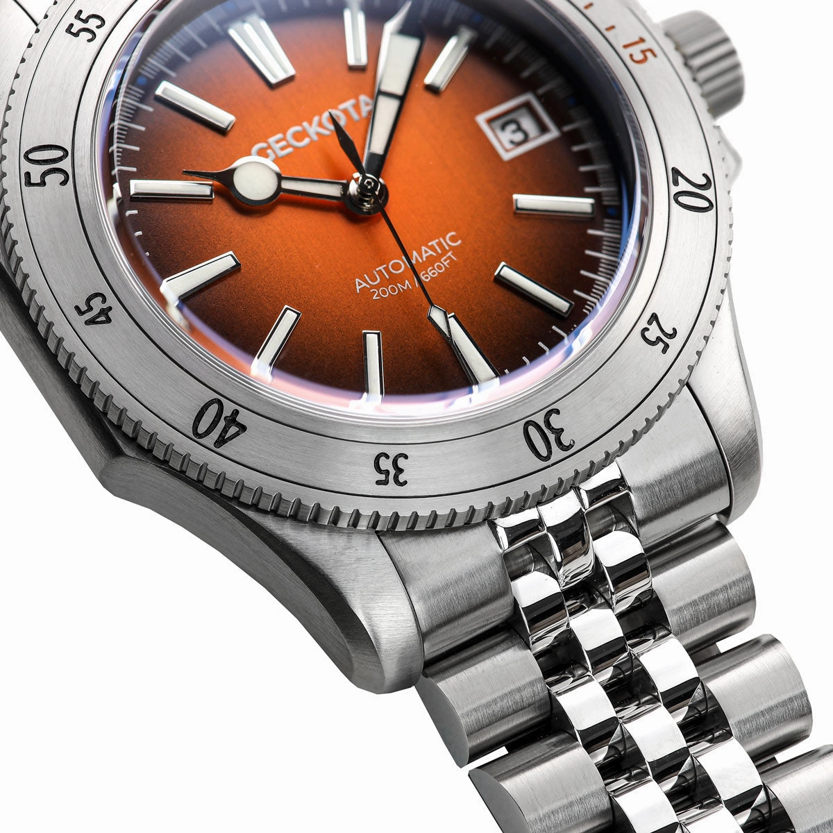 Geckota Sea Hunter Dive Watch Burnt Orange Steel Edition