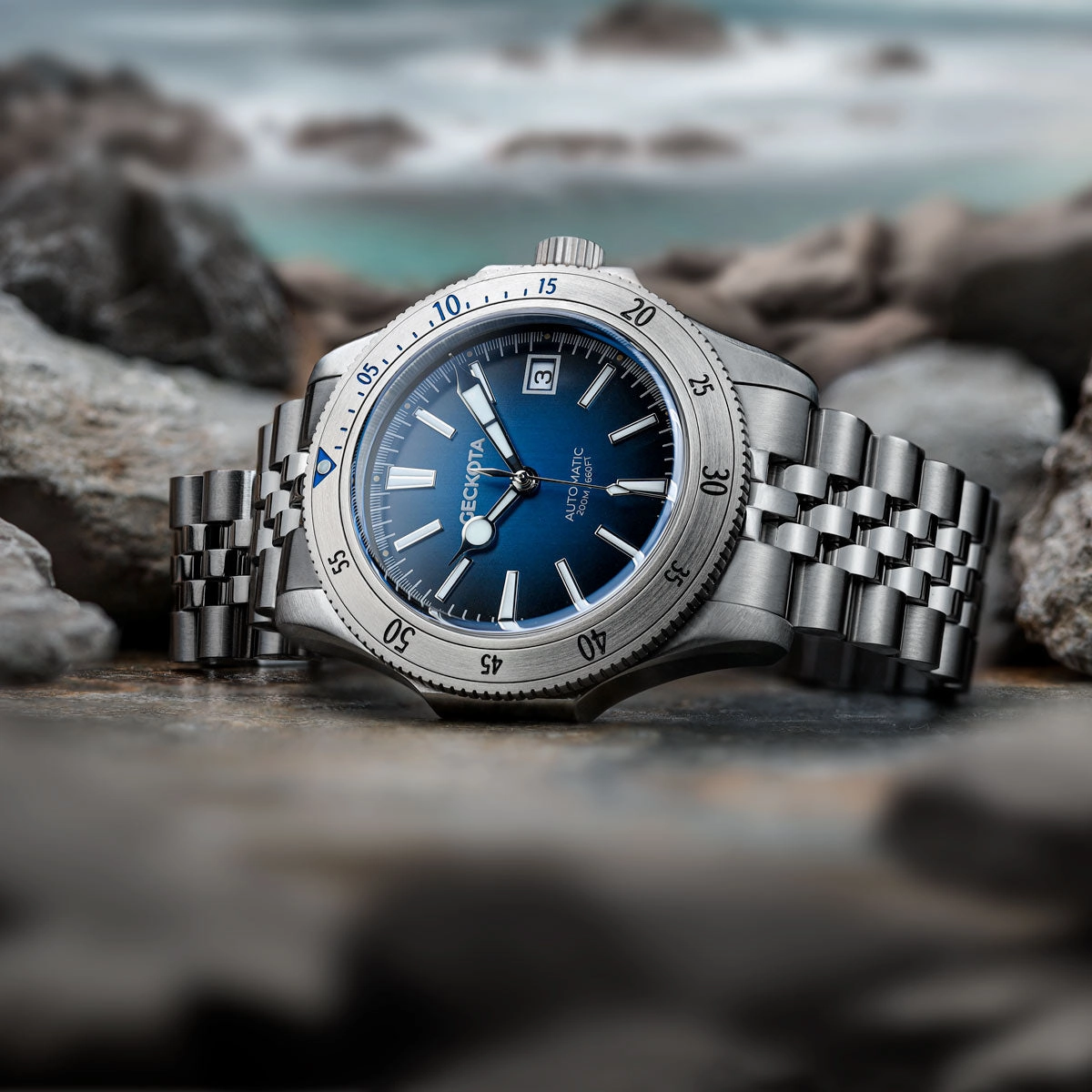 Geckota Sea Hunter Dive Watch Marine Blue Steel Edition