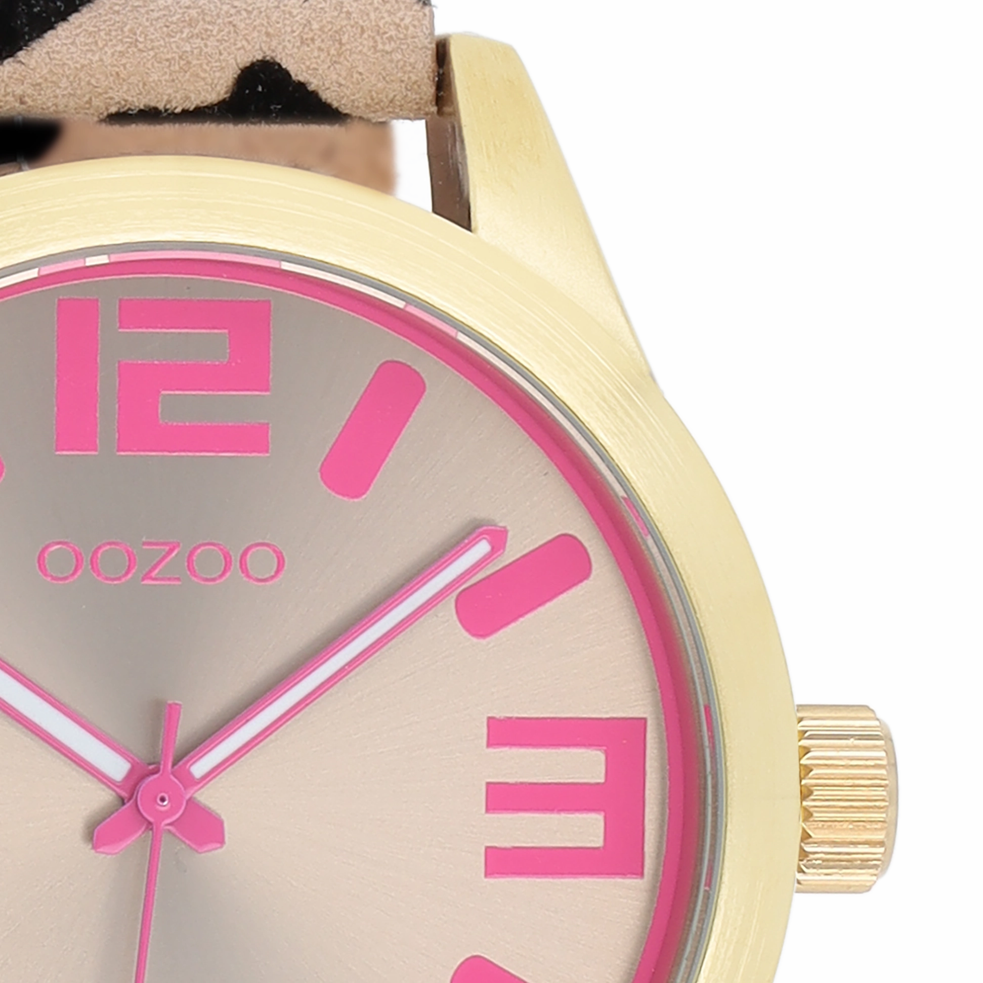 Gold coloured OOZOO watch with brown leather strap - C1099