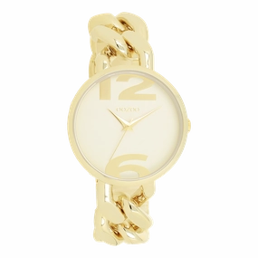 Gold coloured OOZOO watch with chunky chain bracelet - C11263