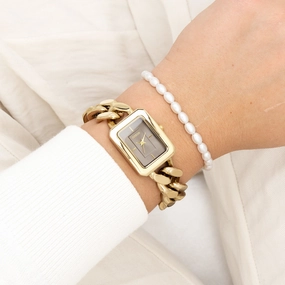 Gold coloured OOZOO watch with chunky chain bracelet - C11353