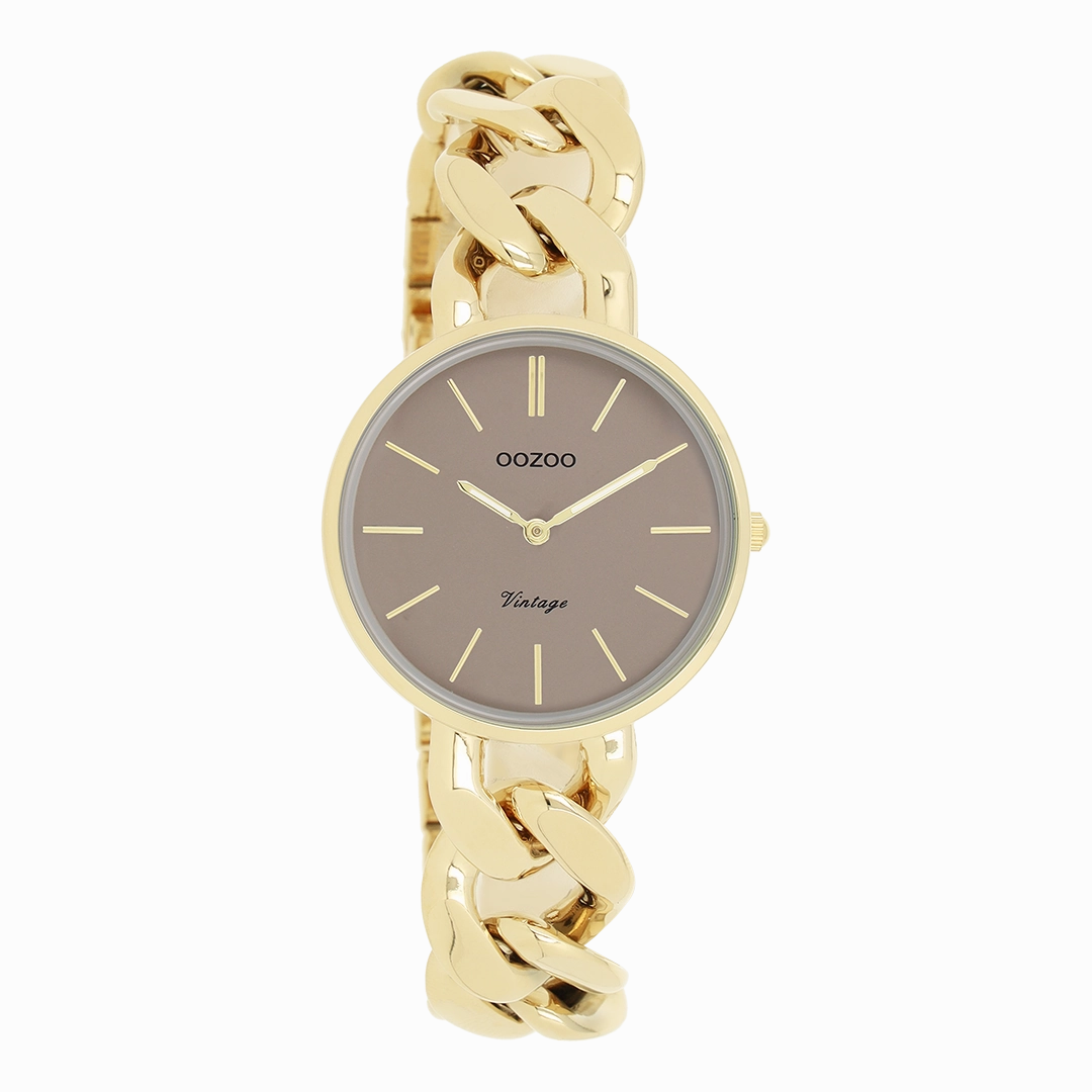 Gold coloured OOZOO watch with chunky chain bracelet - C20358