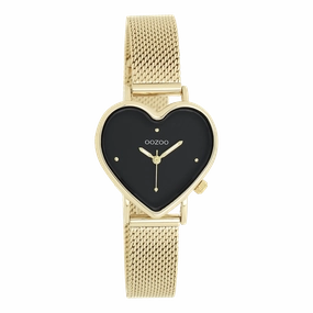 Gold coloured OOZOO watch with metal mesh bracelet - C11417