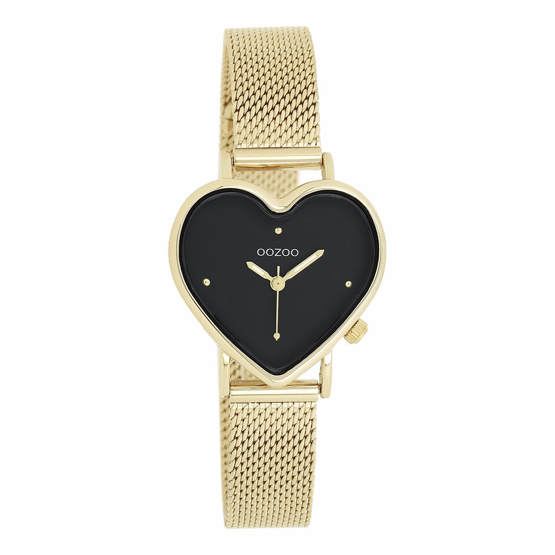 Gold coloured OOZOO watch with metal mesh bracelet - C11417