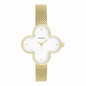 Gold coloured OOZOO watch with metal mesh bracelet - C11527