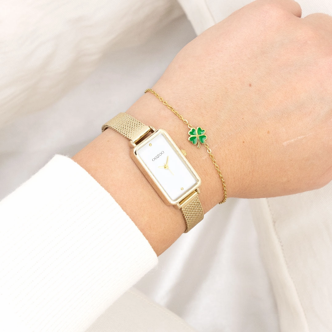 Gold coloured OOZOO watch with metal mesh bracelet - C11533
