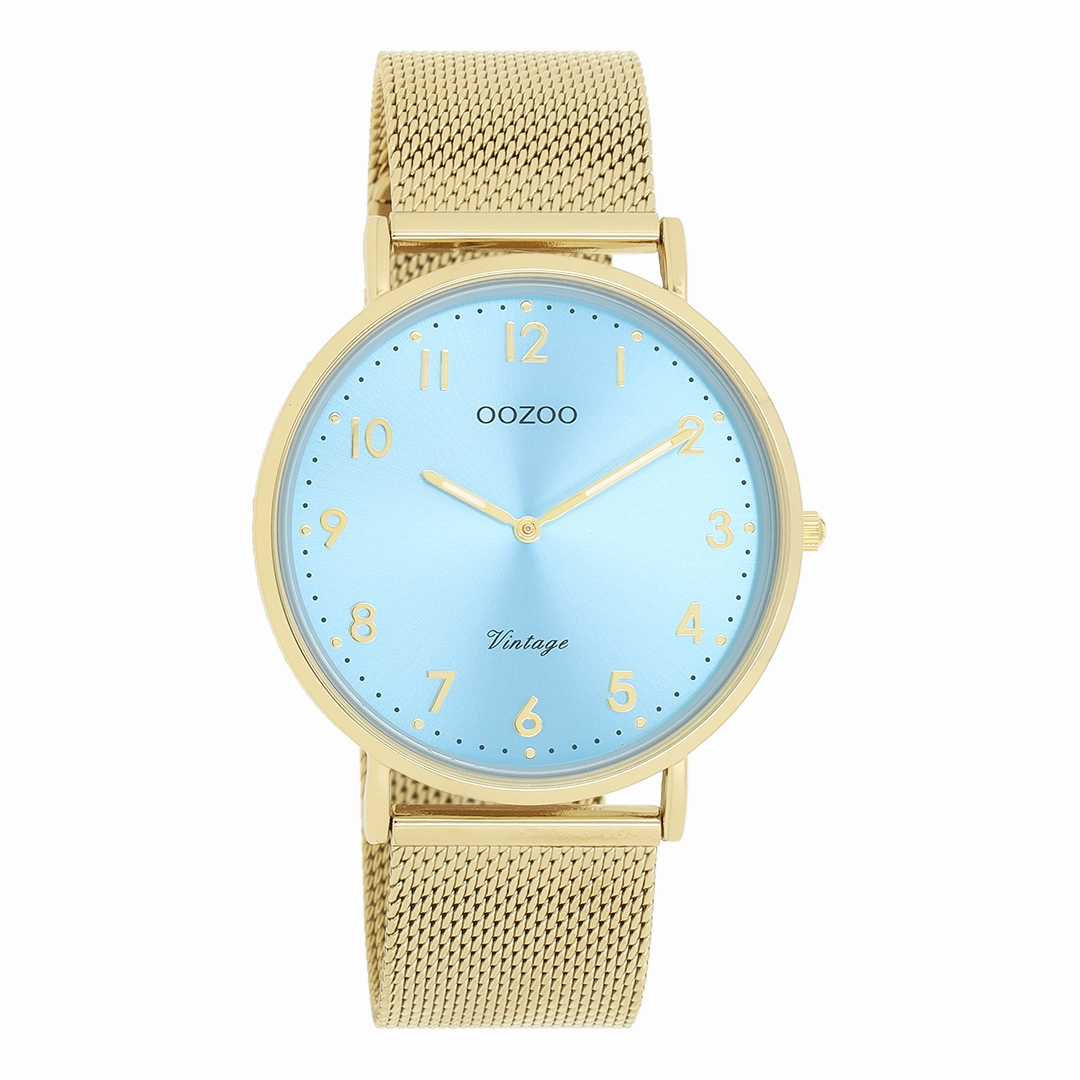 Gold coloured OOZOO watch with metal mesh bracelet - C20343