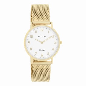 Gold coloured OOZOO watch with metal mesh bracelet - C20347