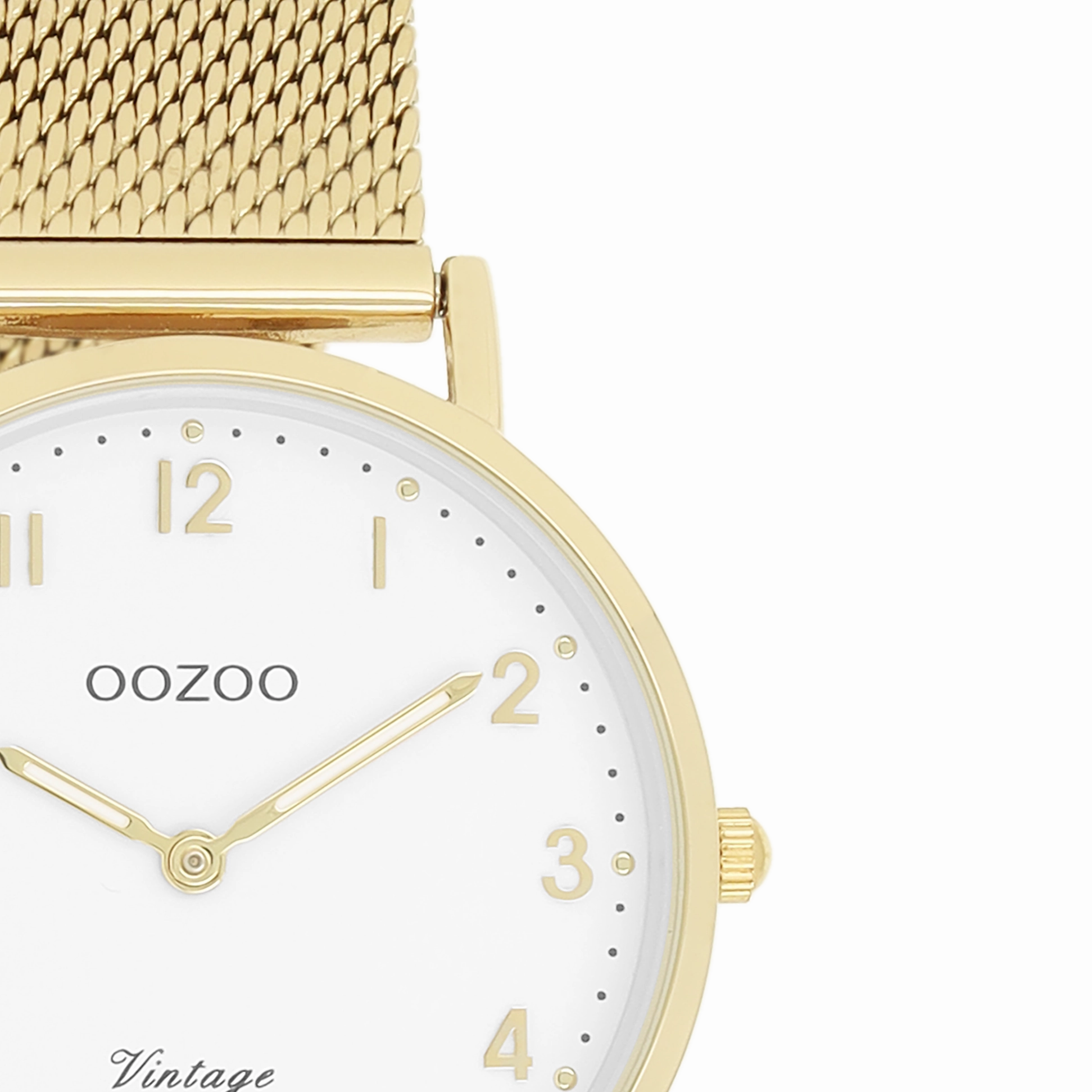 Gold coloured OOZOO watch with metal mesh bracelet - C20347